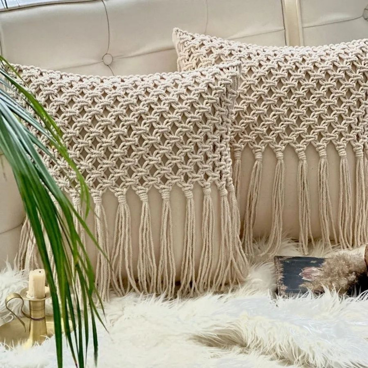 کاور کوسن مکرومه طرح ریشه دار