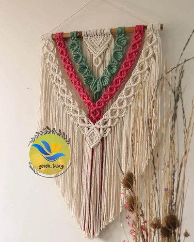 دیوارکوب مکرومه طرح بافت رنگی