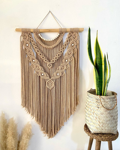 دیوارکوب مکرومه مهره دار