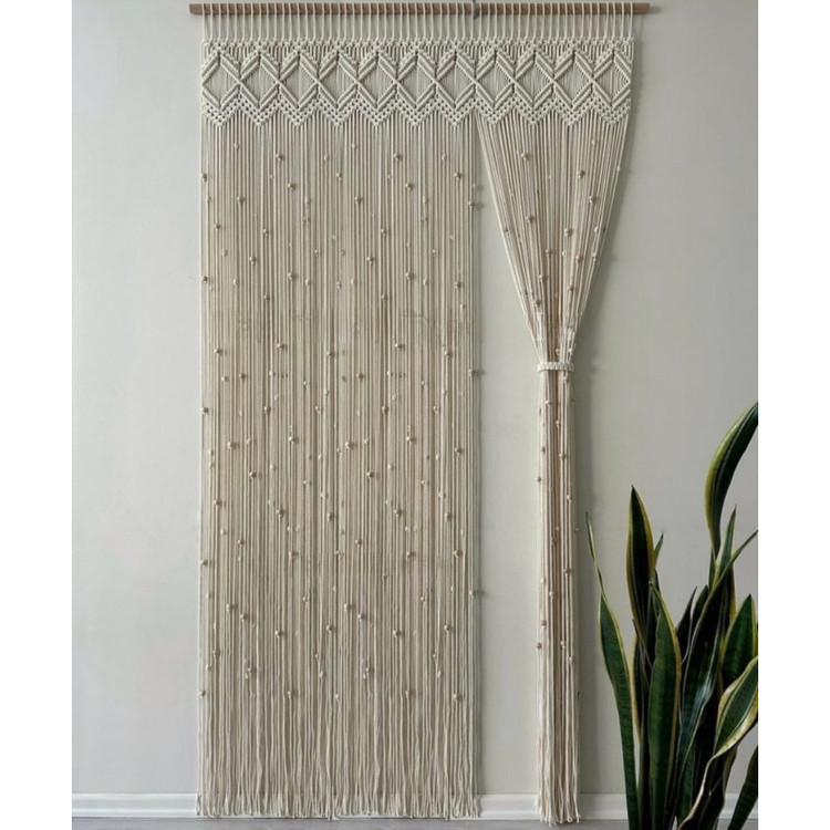 پرده مکرومه طرح لوزی دونه برفی