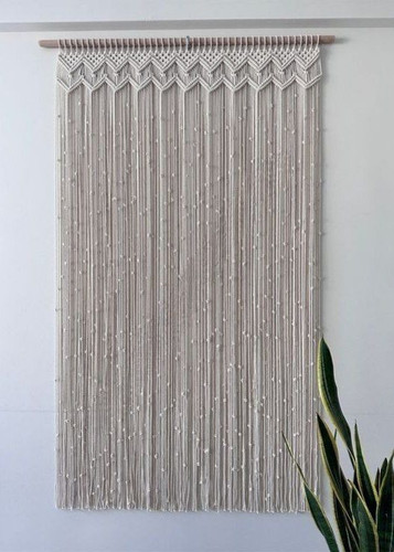 پرده مکرومه طرح لوزی دونه برفی