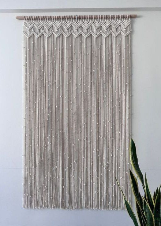 پرده مکرومه طرح لوزی دونه برفی