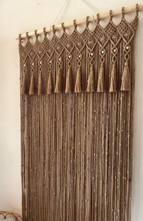 پرده مکرومه منگوله دار