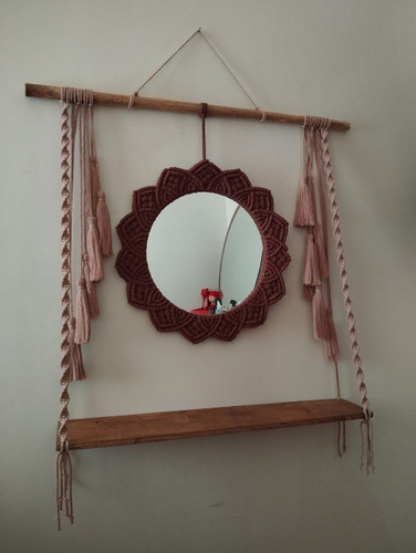 اینه مکرومه شلف دار طرح منگوله دار