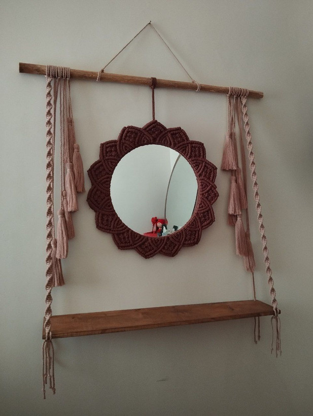 اینه مکرومه شلف دار طرح منگوله دار