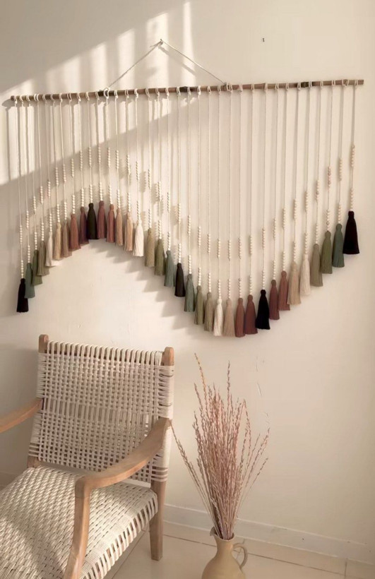 دیوارکوب مکرومه منگوله دار رنگی