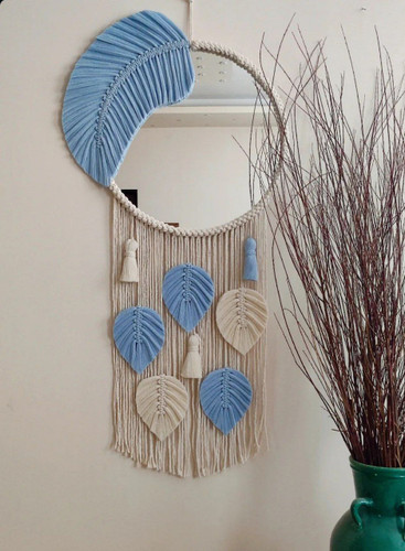 اینه مکرومه طرح برگ پهن