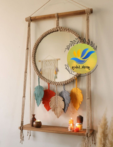 اینه مکرومه شلف دار طرح برگ انجیری