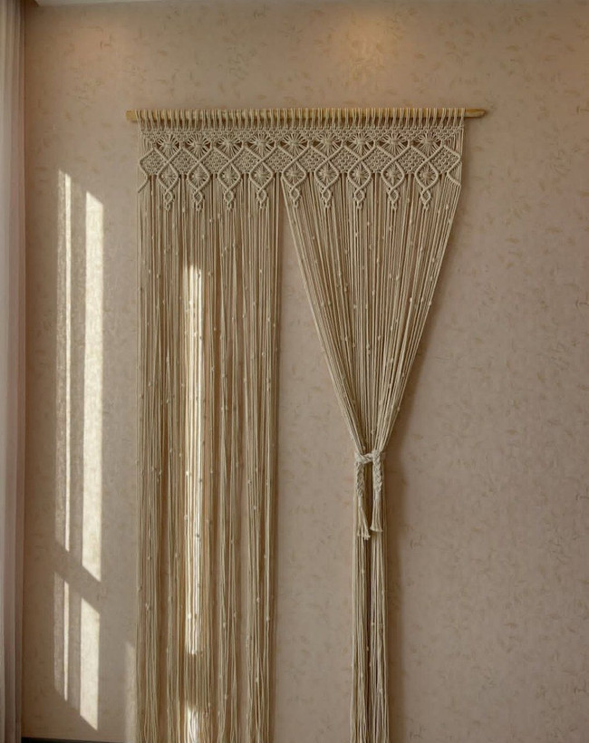 پرده مکرومه طرح چنار