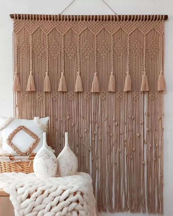 پرده مکرومه طرح منگوله دار مجلل