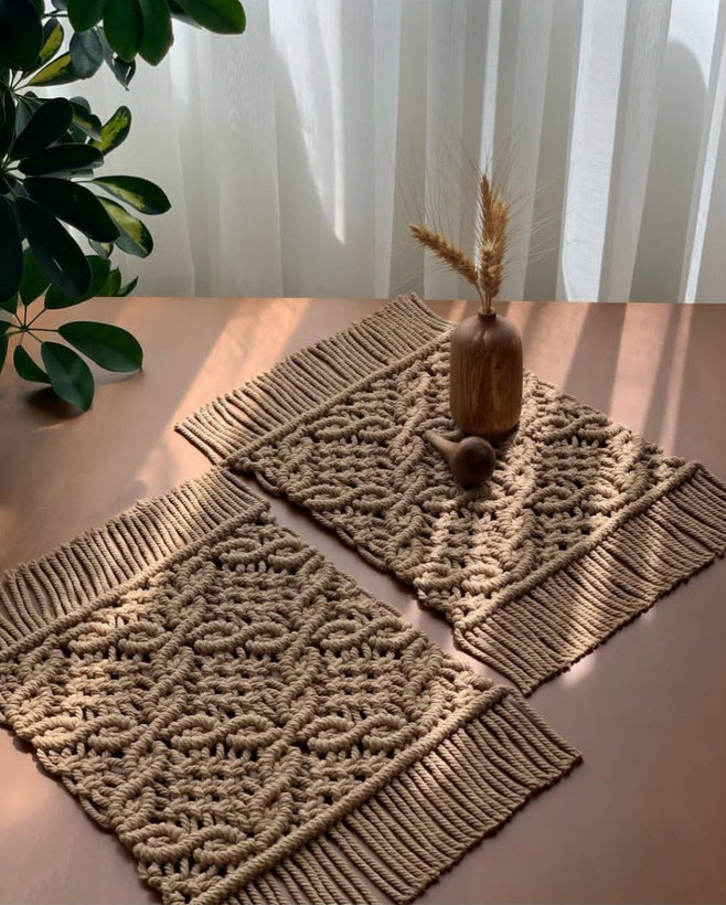 رانر میزعسلی مکرومه طرح گلبرگ