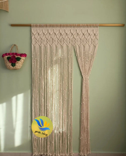 پرده مکرومه طرح چند لوزی دونه برفی