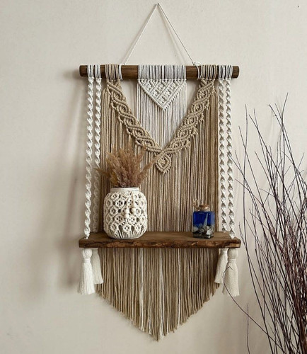 دیوارکوب شلف دار مکرومه مینیمال