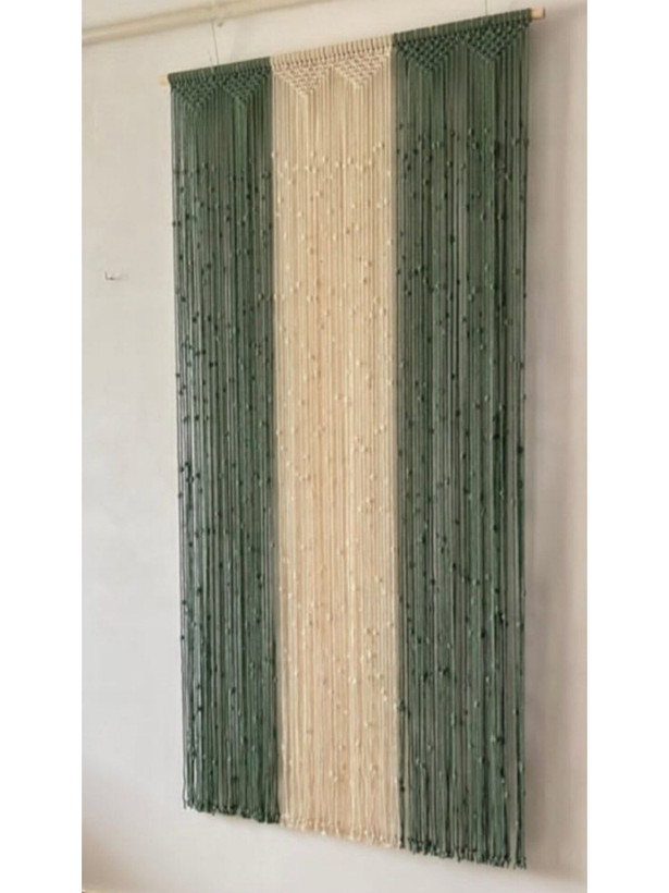 پرده مکرومه دستبافت دو رنگ