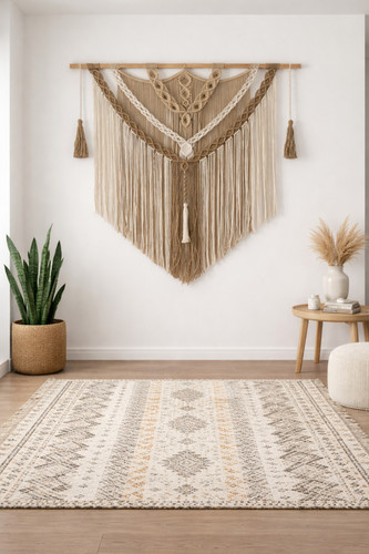 دیوارکوب مکرومه دو رنگ طرح سرو