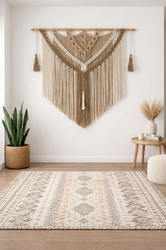 دیوارکوب مکرومه دو رنگ طرح سرو