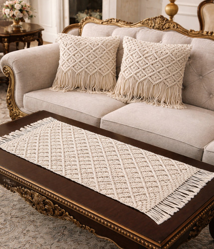 ست رانر و کاور کوسن مکرومه