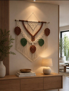 دیوارکوب طرح برگ مکرومه رنگی - نمای اصلی